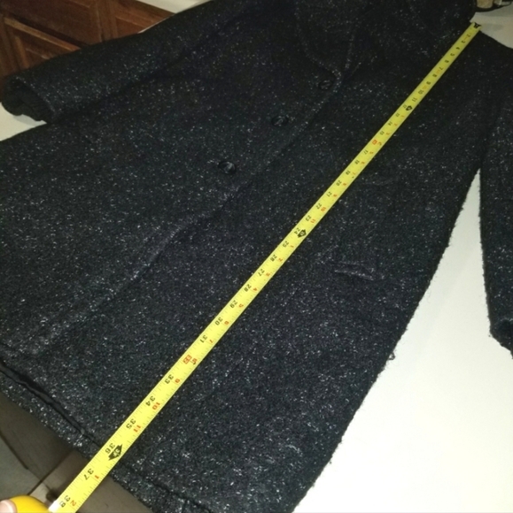 EUC Vince Camuto Long Speckled Black Heavy Wool Blend Coat - Picture 6 of 8